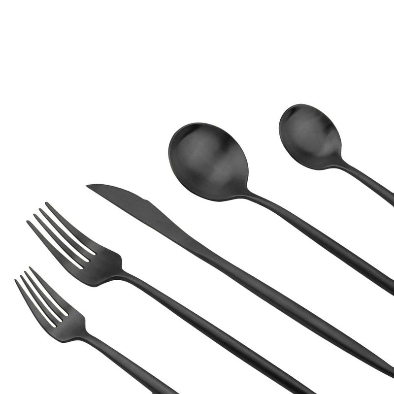 JASHII Luxury Black Flatware, Silverware Sets, 24-pieces Elegant Cute 18/10 Stainless Steel Silverware Set for Eating Home Kitchen Hotel Restaurant, Service Sets for 4 People, Dishwasher Safe - Image 2